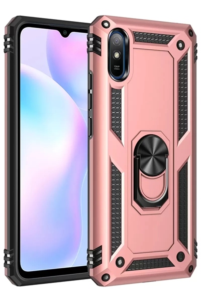 Xiaomi Redmi 9A Kılıf Sofya Yüzüklü Silikon Kapak - Rose
