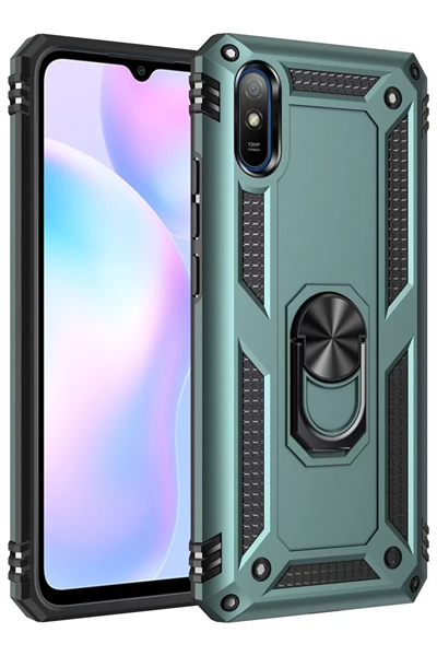 Xiaomi Redmi 9A Kılıf Sofya Yüzüklü Silikon Kapak - Yeşil
