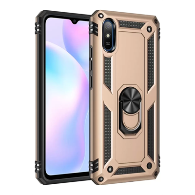 Xiaomi Redmi 9A Kılıf Sofya Yüzüklü Silikon Kapak - Gold