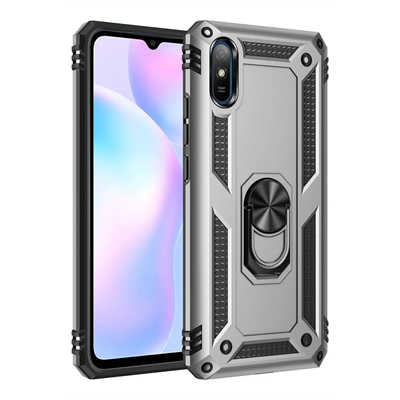 Xiaomi Redmi 9A Kılıf Sofya Yüzüklü Silikon Kapak - Gümüş