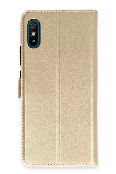 Xiaomi Redmi 9A Kılıf Trend S Plus Kapaklı Kılıf - Gold