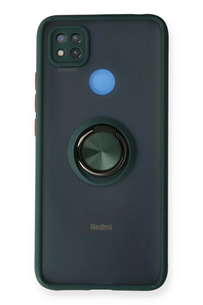 Xiaomi Redmi 9C Kılıf Montreal Yüzüklü Silikon Kapak - Yeşil