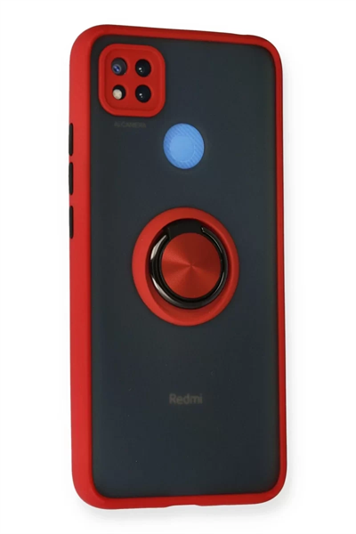 Xiaomi Redmi 9C Kılıf Montreal Yüzüklü Silikon Kapak - Kırmızı