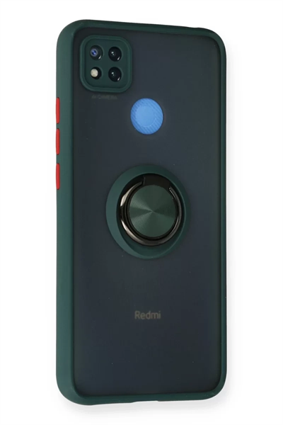 Xiaomi Redmi 9C Kılıf Montreal Yüzüklü Silikon Kapak - Yeşil