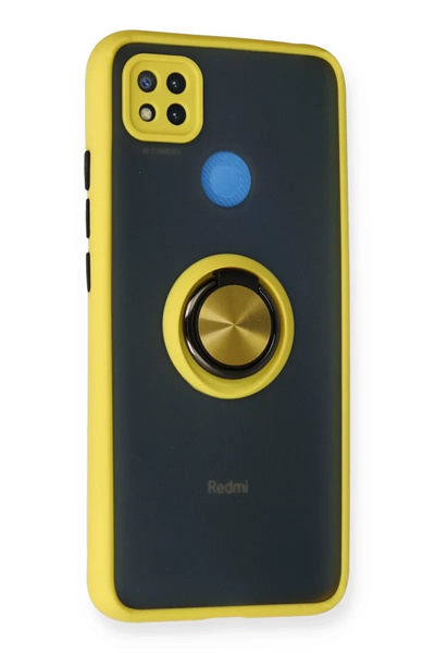 Xiaomi Redmi 9C Kılıf Montreal Yüzüklü Silikon Kapak - Sarı