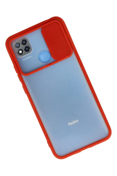 Xiaomi Redmi 9C Kılıf Palm Buzlu Kamera Sürgülü Silikon - Kırmızı