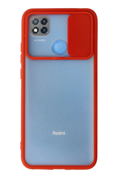 Xiaomi Redmi 9C Kılıf Palm Buzlu Kamera Sürgülü Silikon - Kırmızı