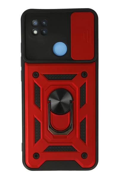 Xiaomi Redmi 9C Kılıf Pars Lens Yüzüklü Silikon - Kırmızı