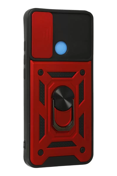 Xiaomi Redmi 9C Kılıf Pars Lens Yüzüklü Silikon - Kırmızı