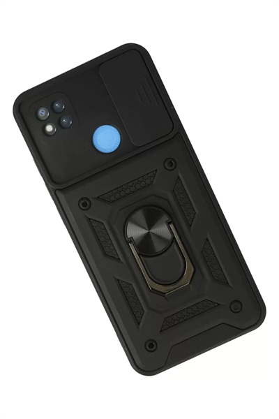 Xiaomi Redmi 9C Kılıf Pars Lens Yüzüklü Silikon - Siyah