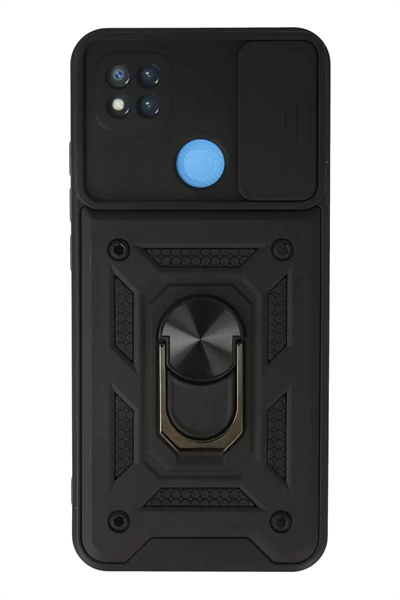 Xiaomi Redmi 9C Kılıf Pars Lens Yüzüklü Silikon - Siyah