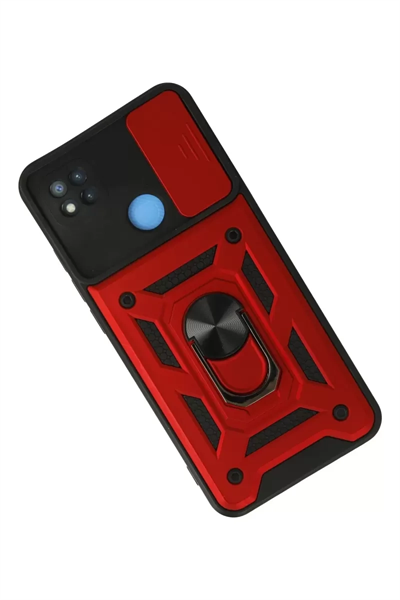 Xiaomi Redmi 9C Kılıf Pars Lens Yüzüklü Silikon - Kırmızı