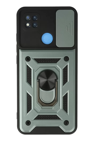 Xiaomi Redmi 9C Kılıf Pars Lens Yüzüklü Silikon - Yeşil