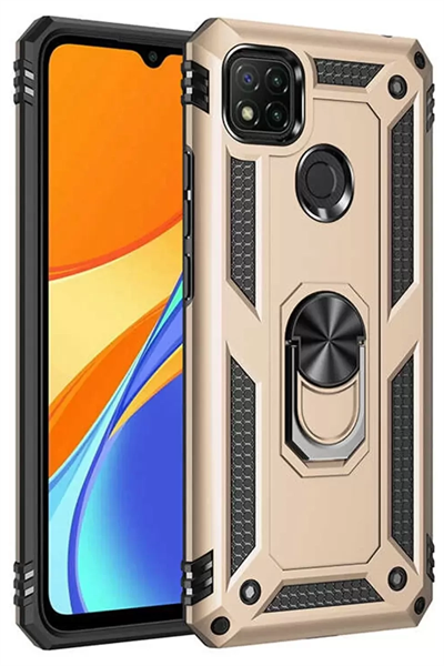 Xiaomi Redmi 9C Kılıf Sofya Yüzüklü Silikon Kapak - Gold