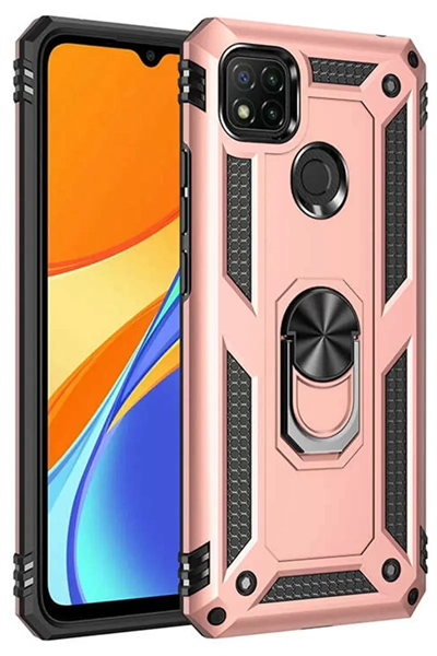 Xiaomi Redmi 9C Kılıf Sofya Yüzüklü Silikon Kapak - Rose