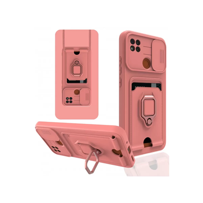 Xiaomi Redmi 9C Kılıf Zuma Kartvizitli Yüzüklü Silikon - Pembe