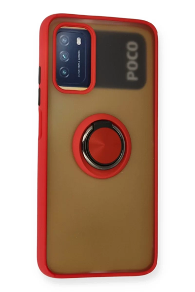 Xiaomi Redmi 9T Kılıf Montreal Yüzüklü Silikon Kapak - Kırmızı