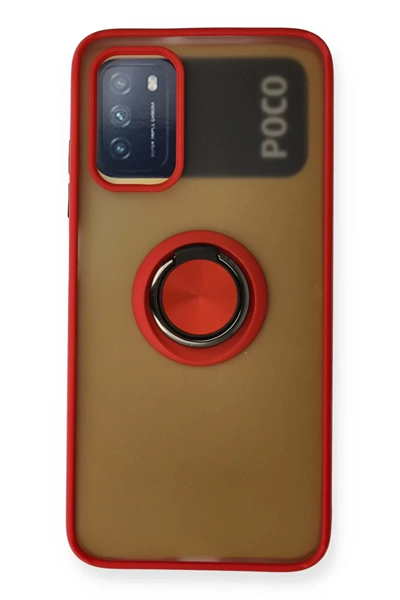 Xiaomi Redmi 9T Kılıf Montreal Yüzüklü Silikon Kapak - Kırmızı