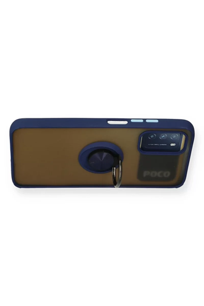 Xiaomi Redmi 9T Kılıf Montreal Yüzüklü Silikon Kapak - Lacivert