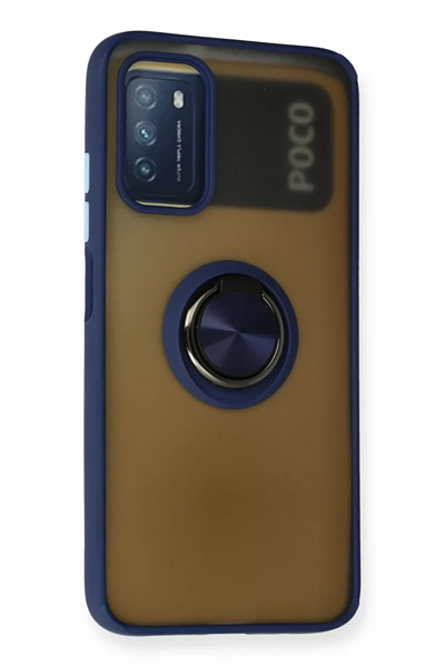 Xiaomi Redmi 9T Kılıf Montreal Yüzüklü Silikon Kapak - Lacivert