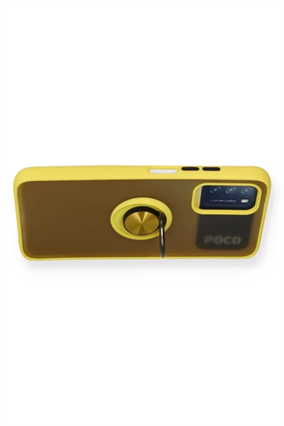 Xiaomi Redmi 9T Kılıf Montreal Yüzüklü Silikon Kapak - Sarı