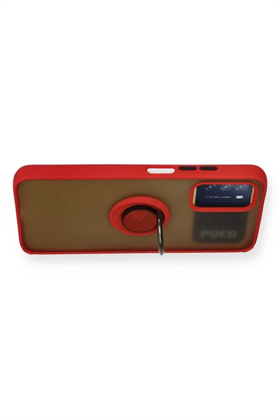 Xiaomi Redmi 9T Kılıf Montreal Yüzüklü Silikon Kapak - Kırmızı