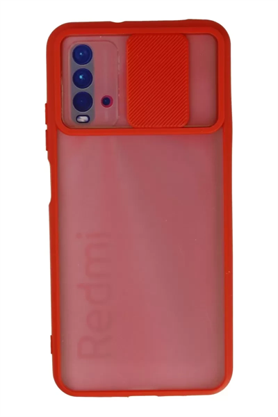 Xiaomi Redmi 9T Kılıf Palm Buzlu Kamera Sürgülü Silikon - Kırmızı
