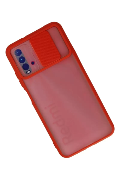 Xiaomi Redmi 9T Kılıf Palm Buzlu Kamera Sürgülü Silikon - Kırmızı