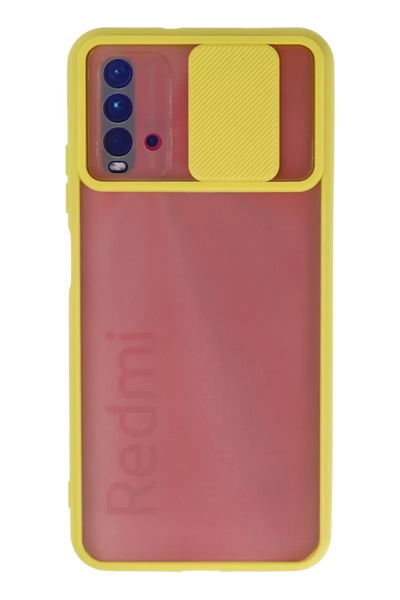 Xiaomi Redmi 9T Kılıf Palm Buzlu Kamera Sürgülü Silikon - Sarı