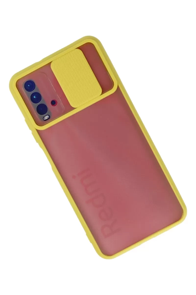 Xiaomi Redmi 9T Kılıf Palm Buzlu Kamera Sürgülü Silikon - Sarı