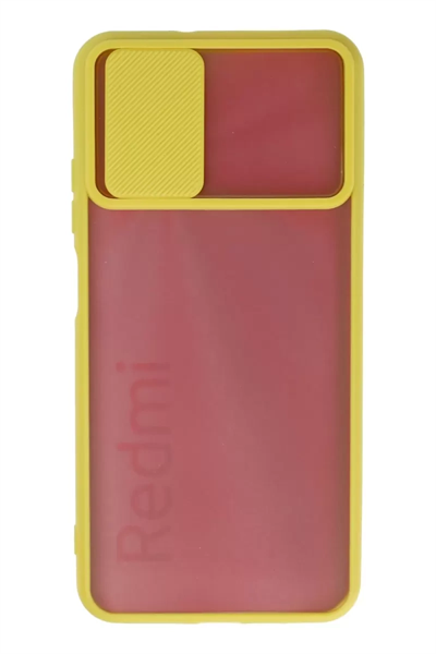 Xiaomi Redmi 9T Kılıf Palm Buzlu Kamera Sürgülü Silikon - Sarı