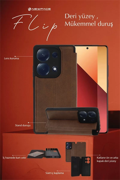 Xiaomi Redmi A3 4G Kılıf Flip Cover - Kırmızı