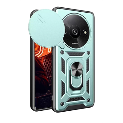 Xiaomi Redmi A3 4G Kılıf Pars Lens Yüzüklü Silikon - Yeşil