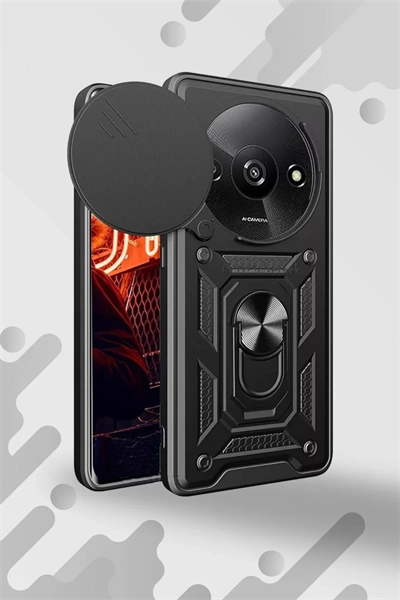 Xiaomi Redmi A3 4G Kılıf Pars Lens Yüzüklü Silikon - Yeşil