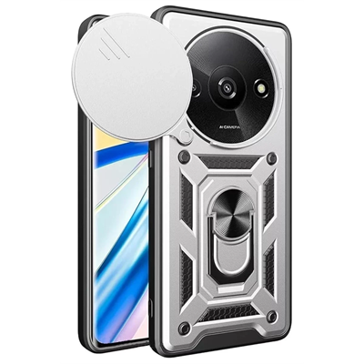 Xiaomi Redmi A3 4G Kılıf Pars Lens Yüzüklü Silikon - Gümüş
