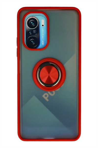 Xiaomi Redmi K40 Kılıf Montreal Yüzüklü Silikon Kapak - Kırmızı