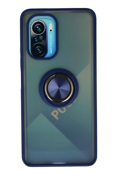 Xiaomi Redmi K40 Kılıf Montreal Yüzüklü Silikon Kapak - Lacivert