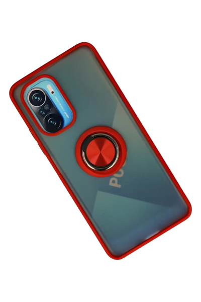 Xiaomi Redmi K40 Kılıf Montreal Yüzüklü Silikon Kapak - Kırmızı