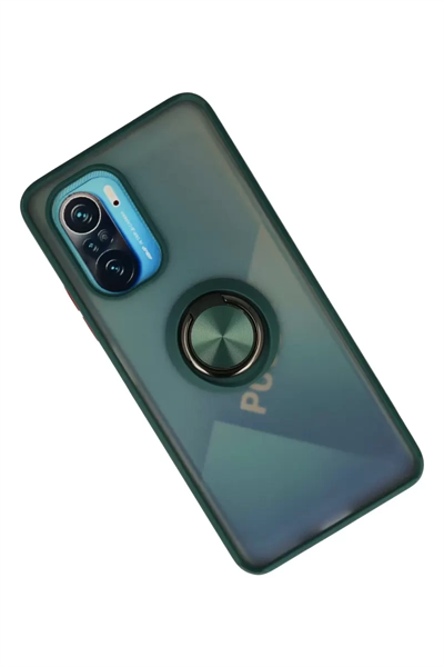 Xiaomi Redmi K40 Kılıf Montreal Yüzüklü Silikon Kapak - Yeşil