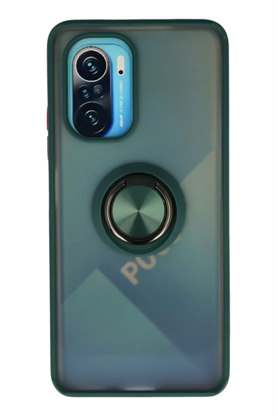 Xiaomi Redmi K40 Kılıf Montreal Yüzüklü Silikon Kapak - Yeşil