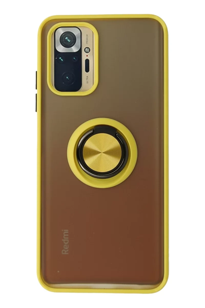 Xiaomi Redmi Note 10 Kılıf Montreal Yüzüklü Silikon Kapak - Sarı