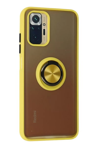 Xiaomi Redmi Note 10 Kılıf Montreal Yüzüklü Silikon Kapak - Sarı