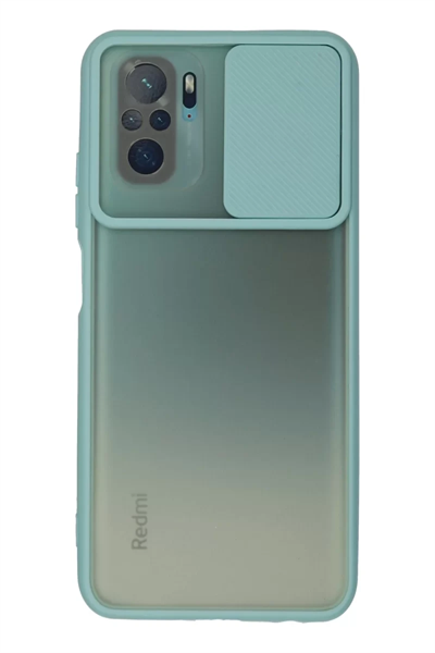 Xiaomi Redmi Note 10 Kılıf Palm Buzlu Kamera Sürgülü Silikon - Turkuaz