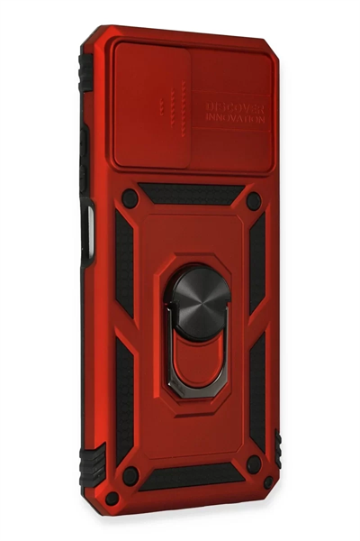 Xiaomi Redmi Note 10 Kılıf Pars Lens Yüzüklü Silikon - Kırmızı