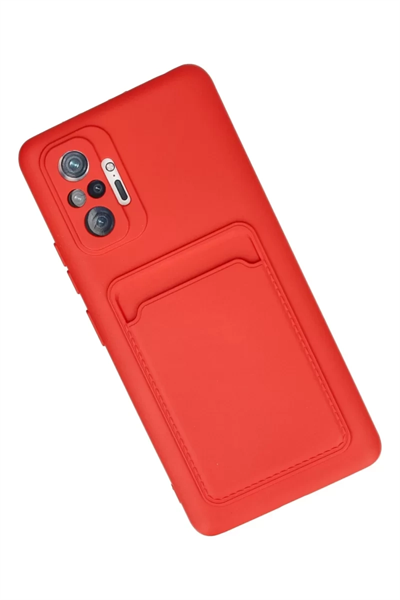 Xiaomi Redmi Note 10 Pro Kılıf Kelvin Kartvizitli Silikon - Kırmızı