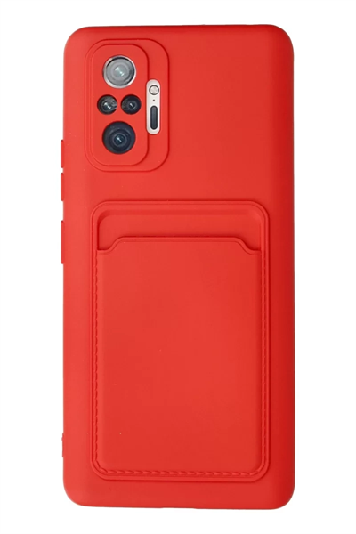 Xiaomi Redmi Note 10 Pro Kılıf Kelvin Kartvizitli Silikon - Kırmızı