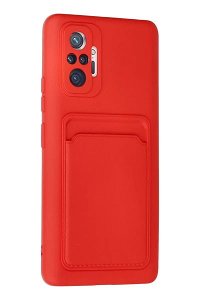 Xiaomi Redmi Note 10 Pro Kılıf Kelvin Kartvizitli Silikon - Kırmızı