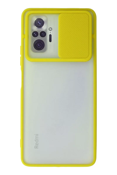 Xiaomi Redmi Note 10 Pro Kılıf Palm Buzlu Kamera Sürgülü Silikon - Sarı