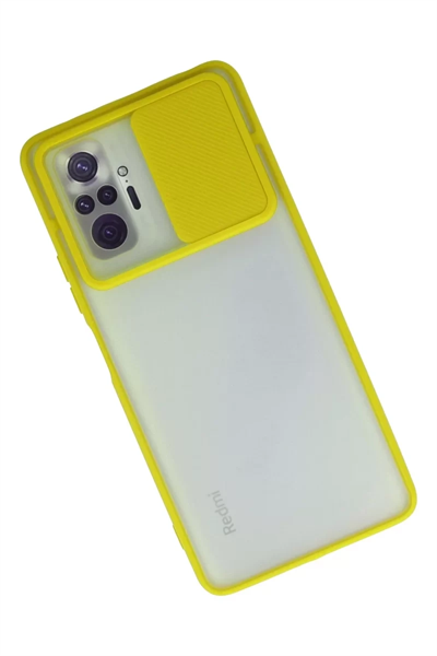Xiaomi Redmi Note 10 Pro Kılıf Palm Buzlu Kamera Sürgülü Silikon - Sarı