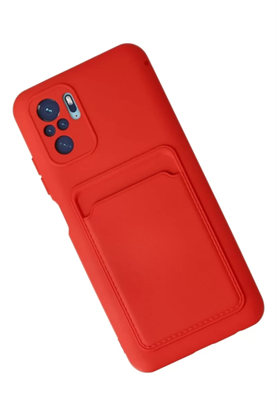 Xiaomi Redmi Note 10S Kılıf Kelvin Kartvizitli Silikon - Kırmızı